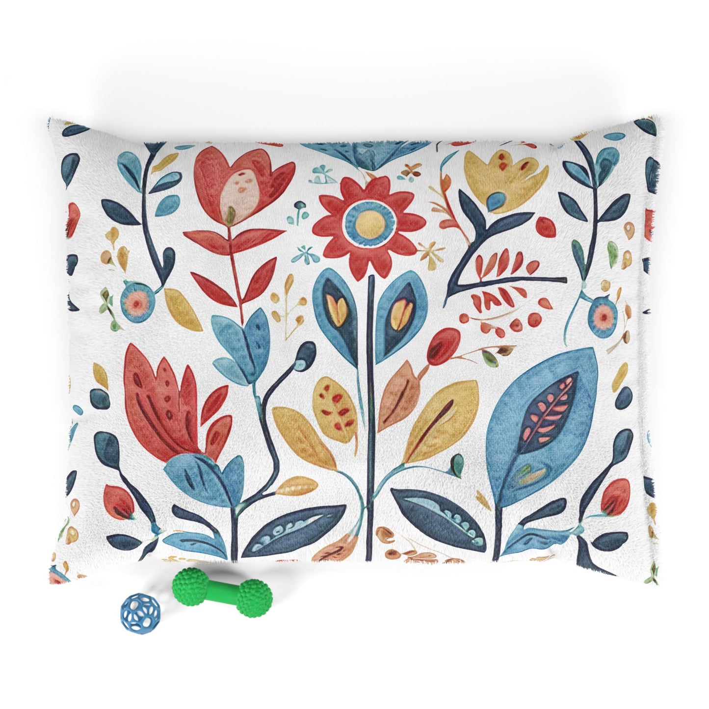 Bright and Colourful Folk Art Flowers, Puppy Mattress, Pet Bed.