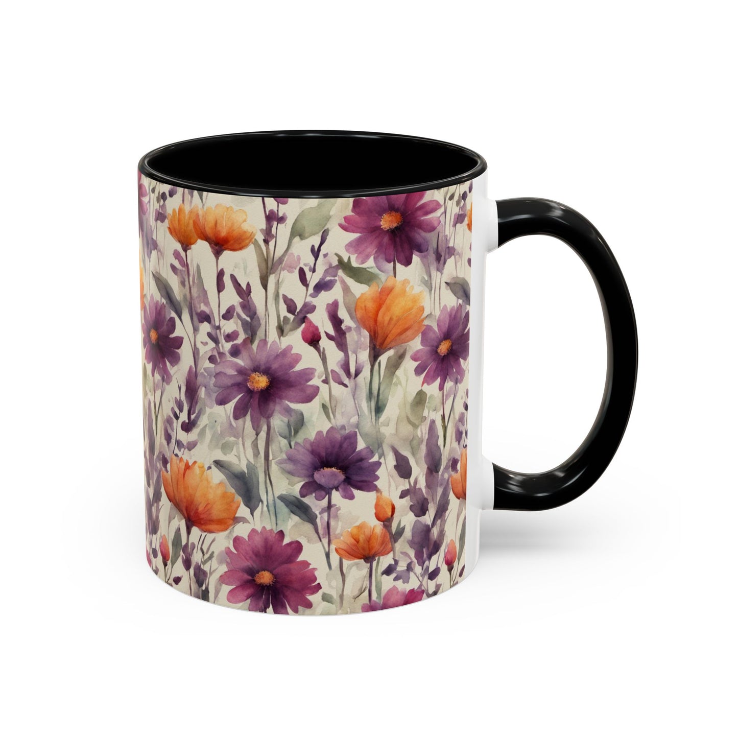 Plum and Apricot Wildflowers Coffee Mug, 11oz