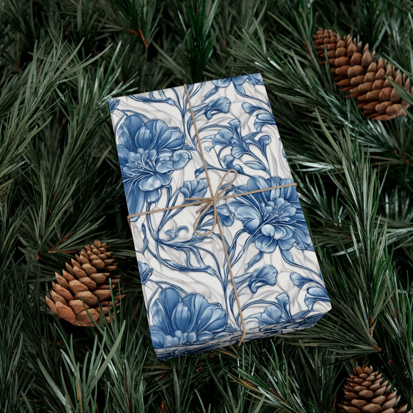 Blue & White Flowers Gift Wrap Papers