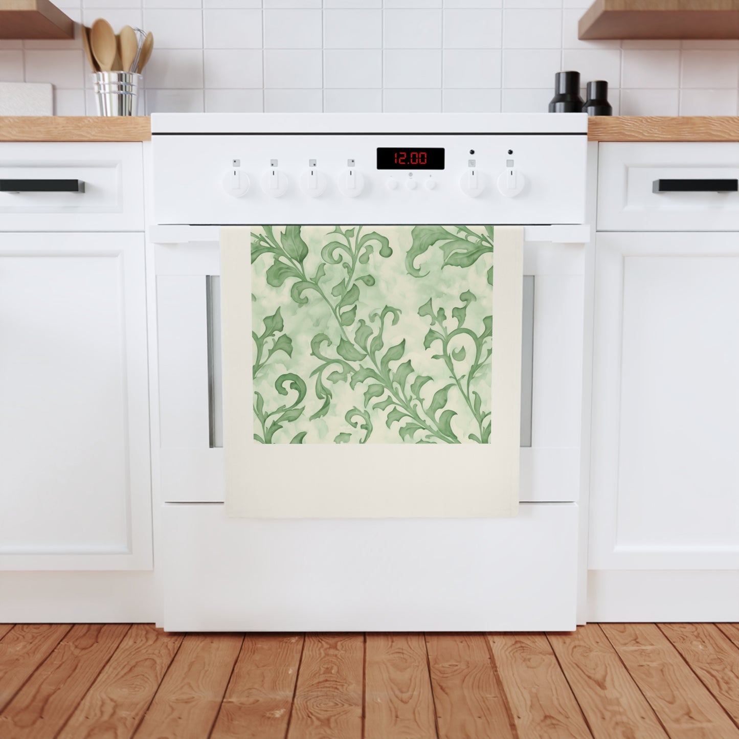 Climbing Green Leaves, Cotton Tea Towel