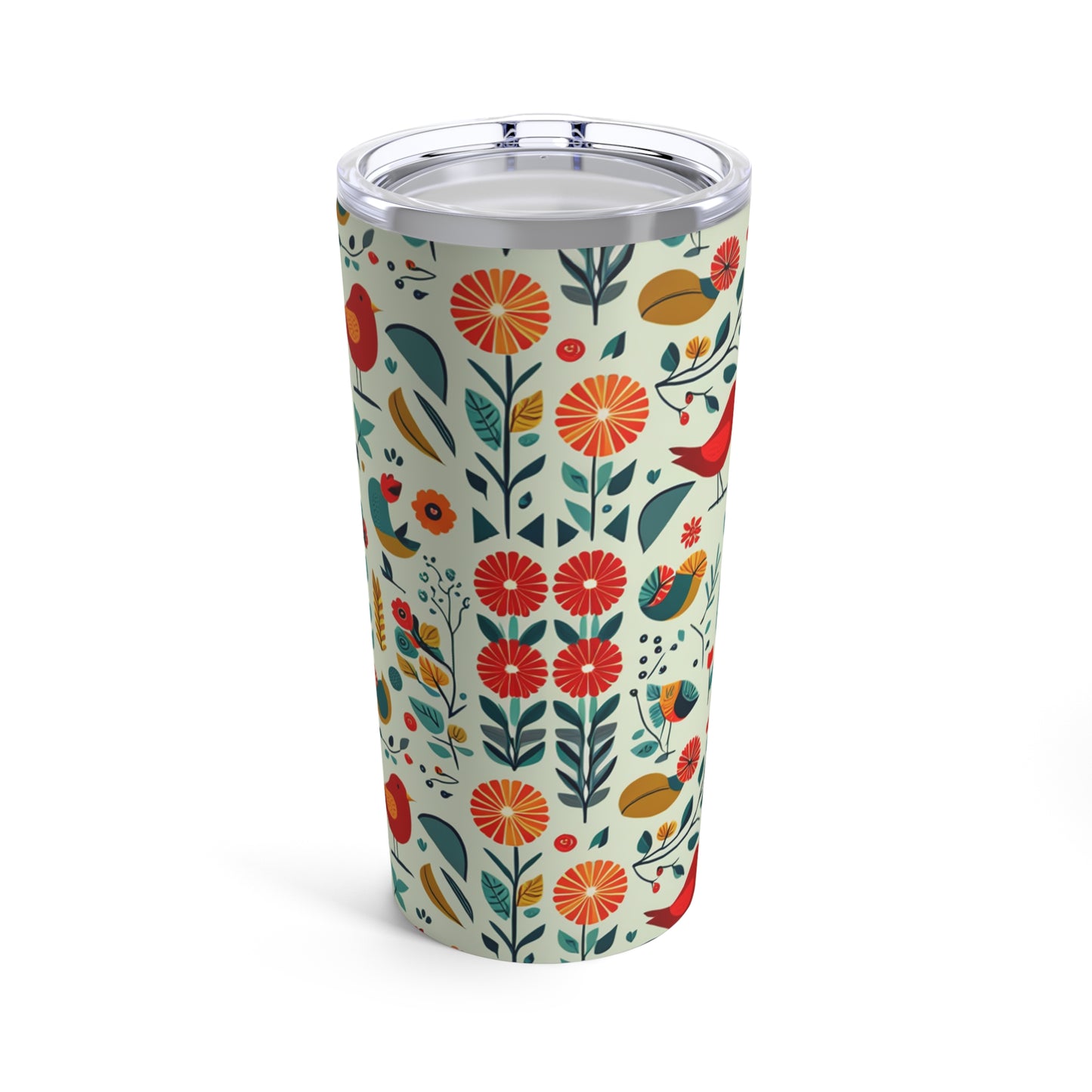 Folk Art Birds and Flowers Tumbler 20oz