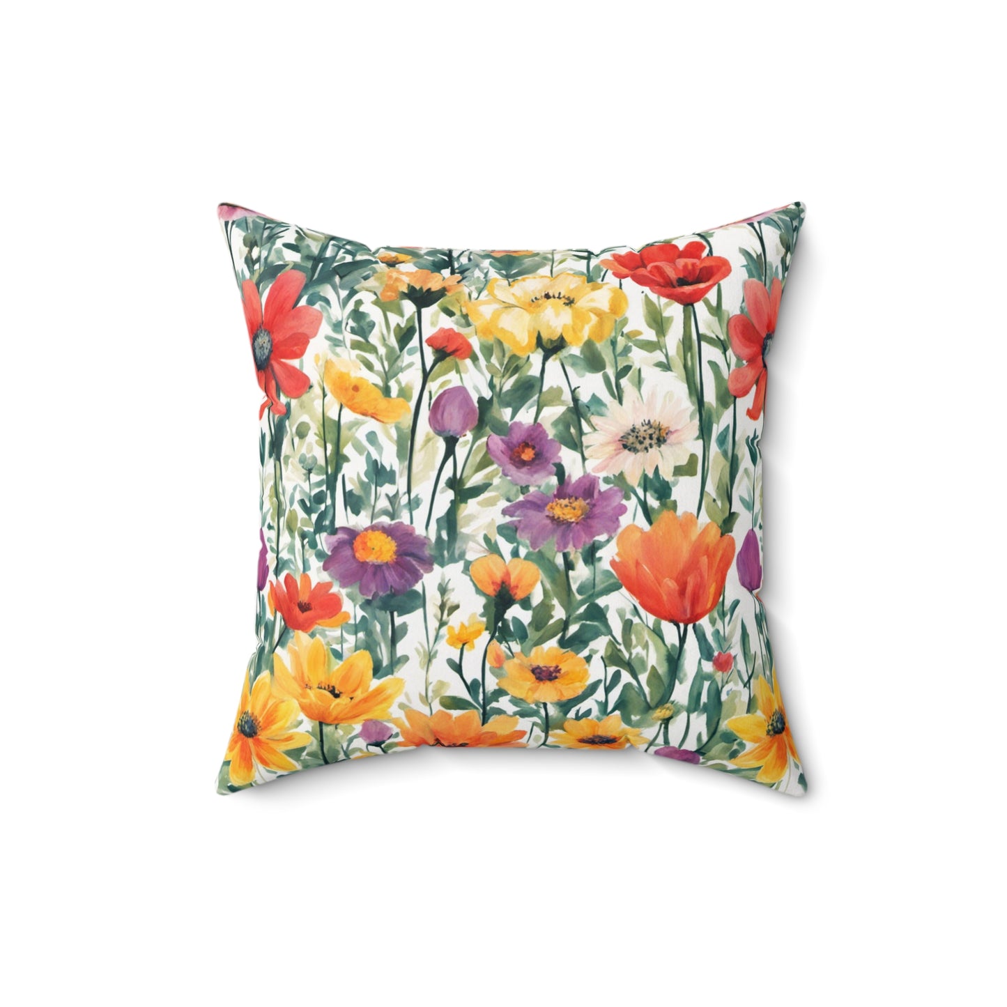 Colourful Wildflowers  Polyester Square Pillow