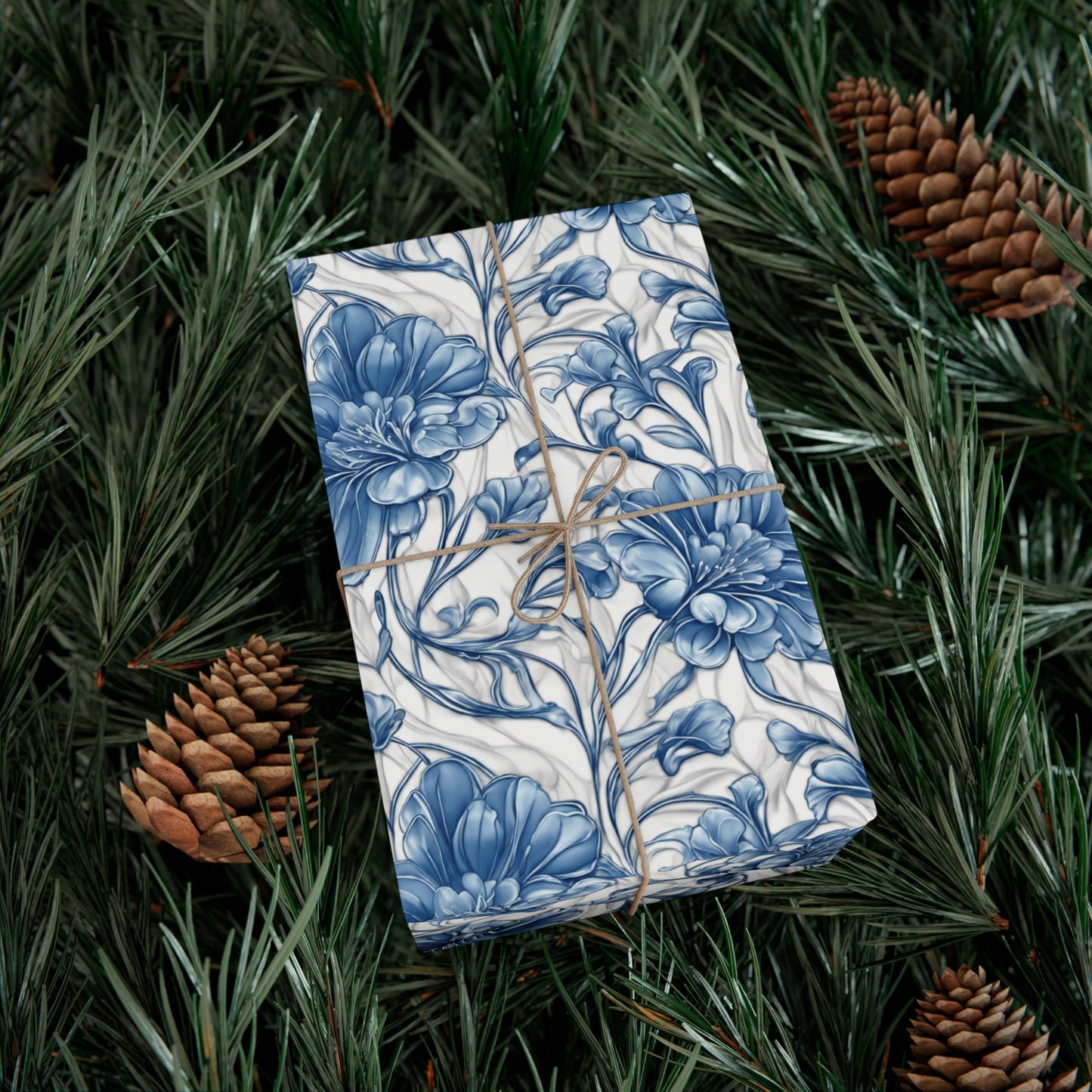 Blue & White Flowers Gift Wrap Papers