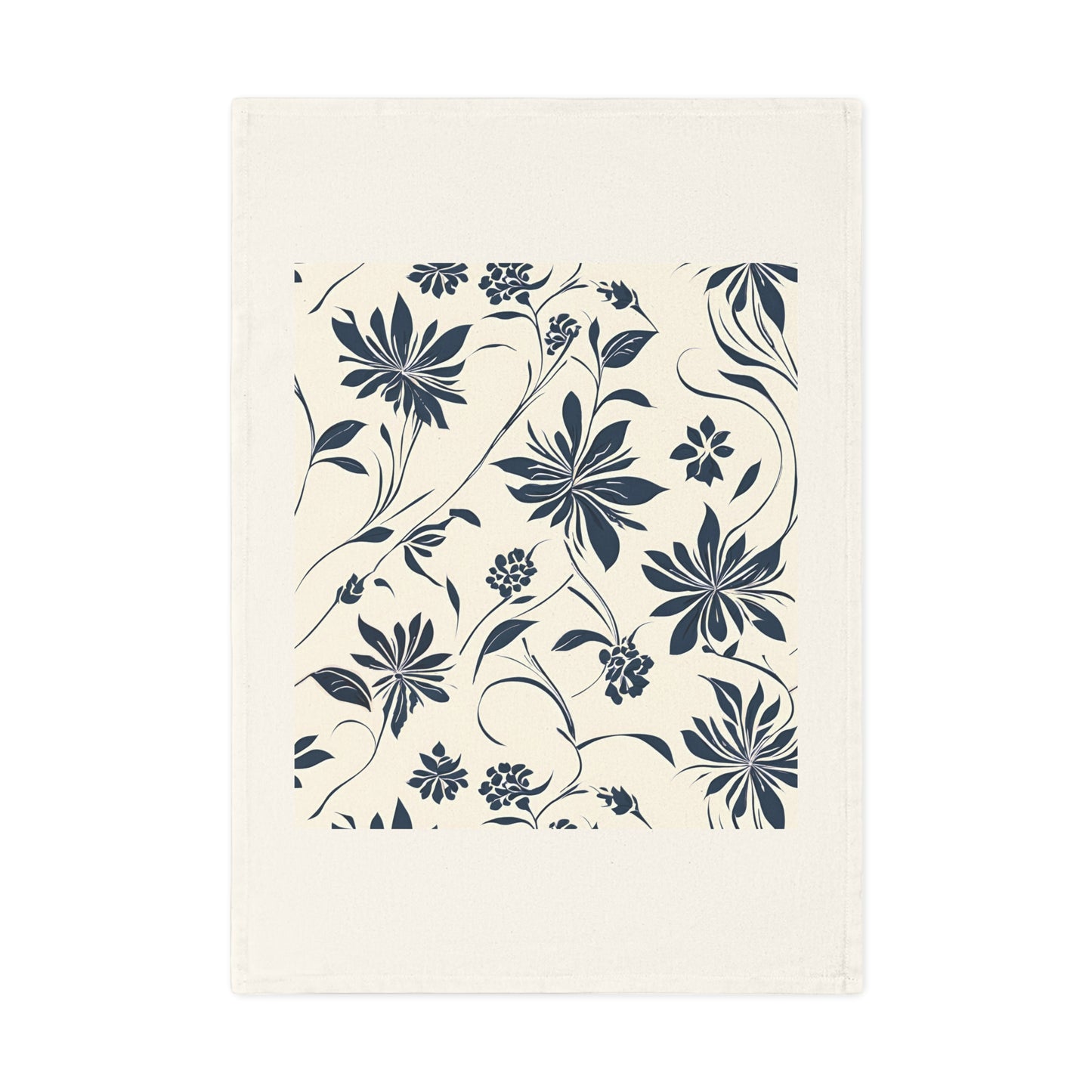 Simple Navy Flower Pattern Cotton Tea Towel