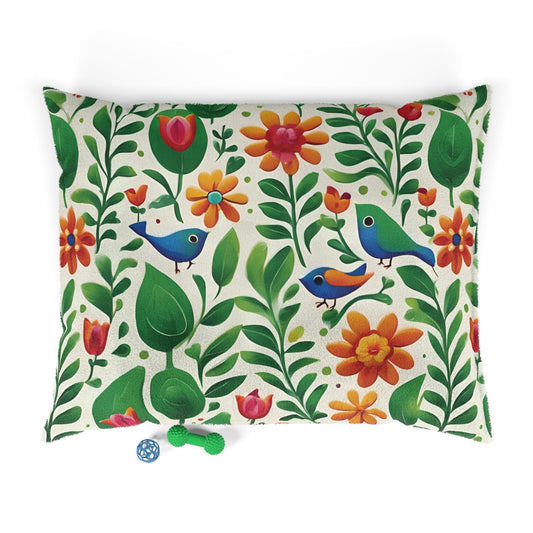 Bright Garden Birds, Leaves and Flowers Puppy Mattress