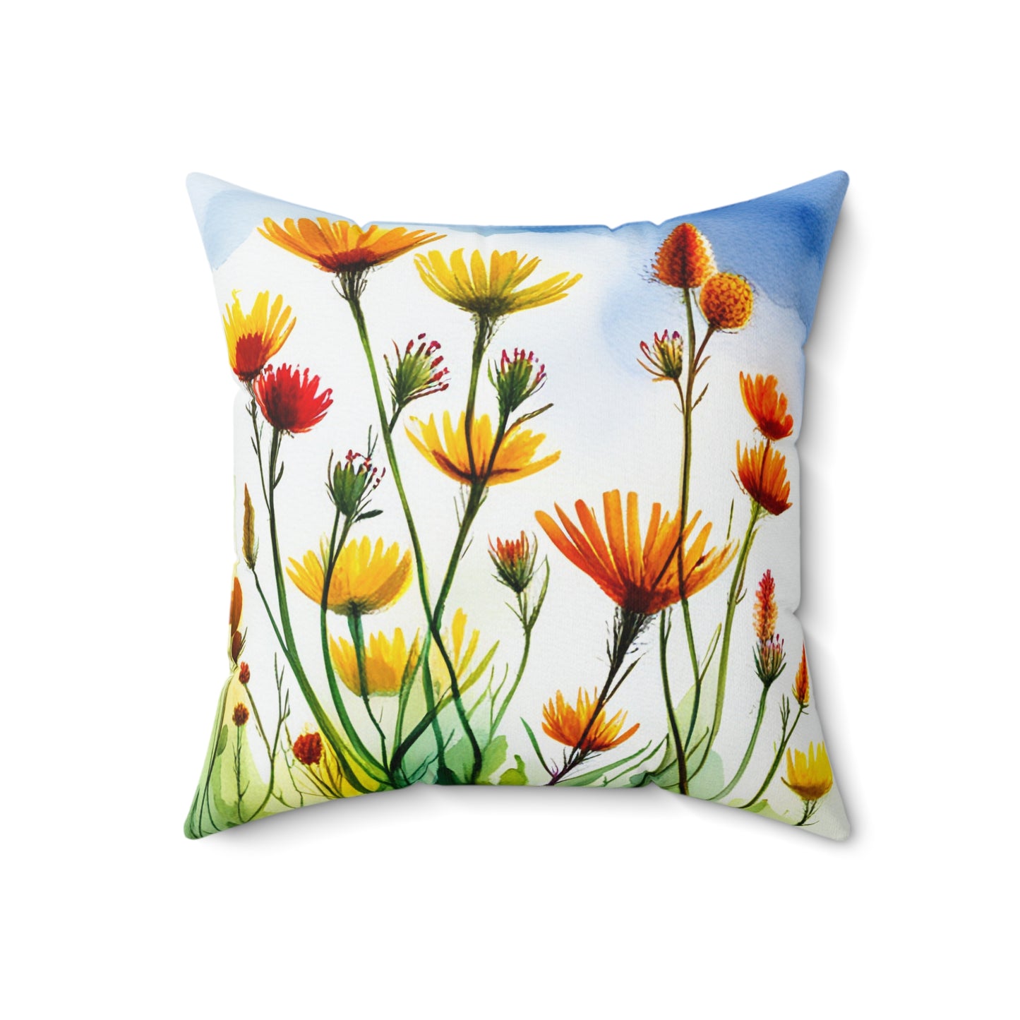 Field Flowers 1: Spun Polyester Square Pillow