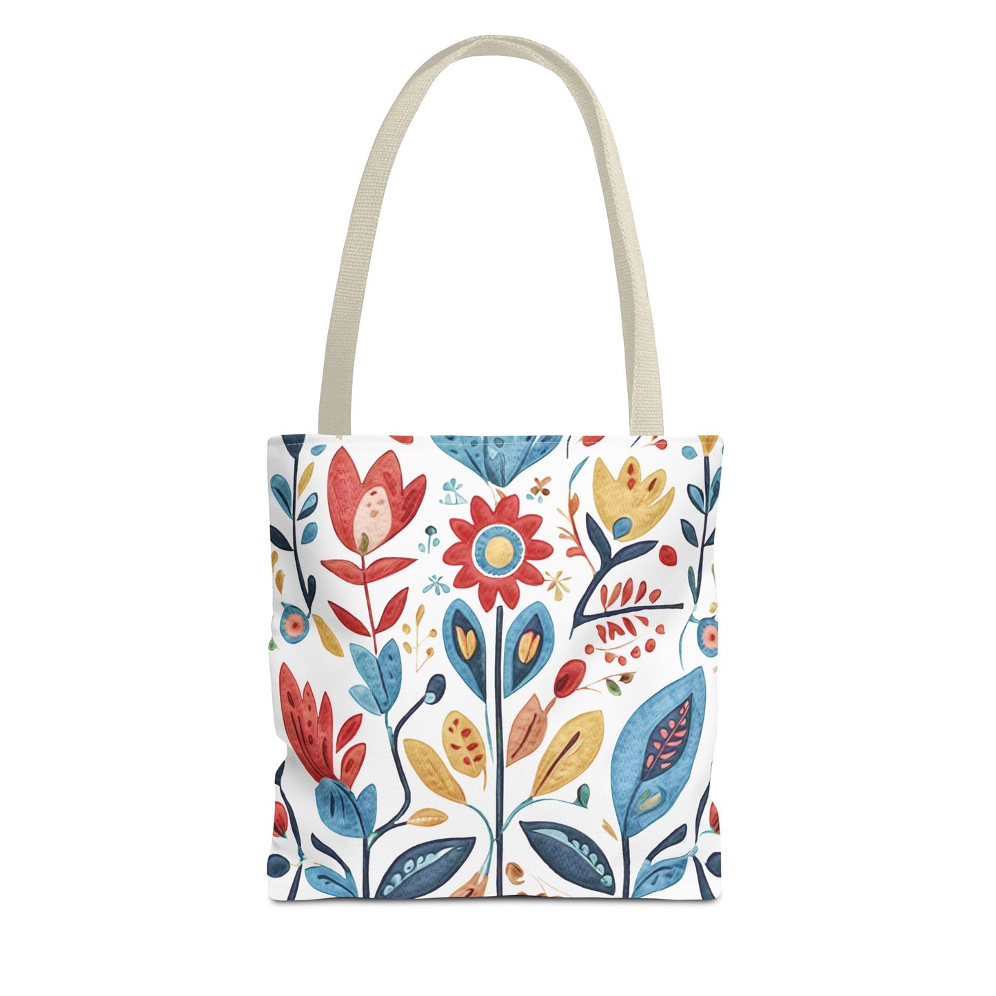 Bright and Colourful Folk Art Flowers, Tote Bag (AOP)