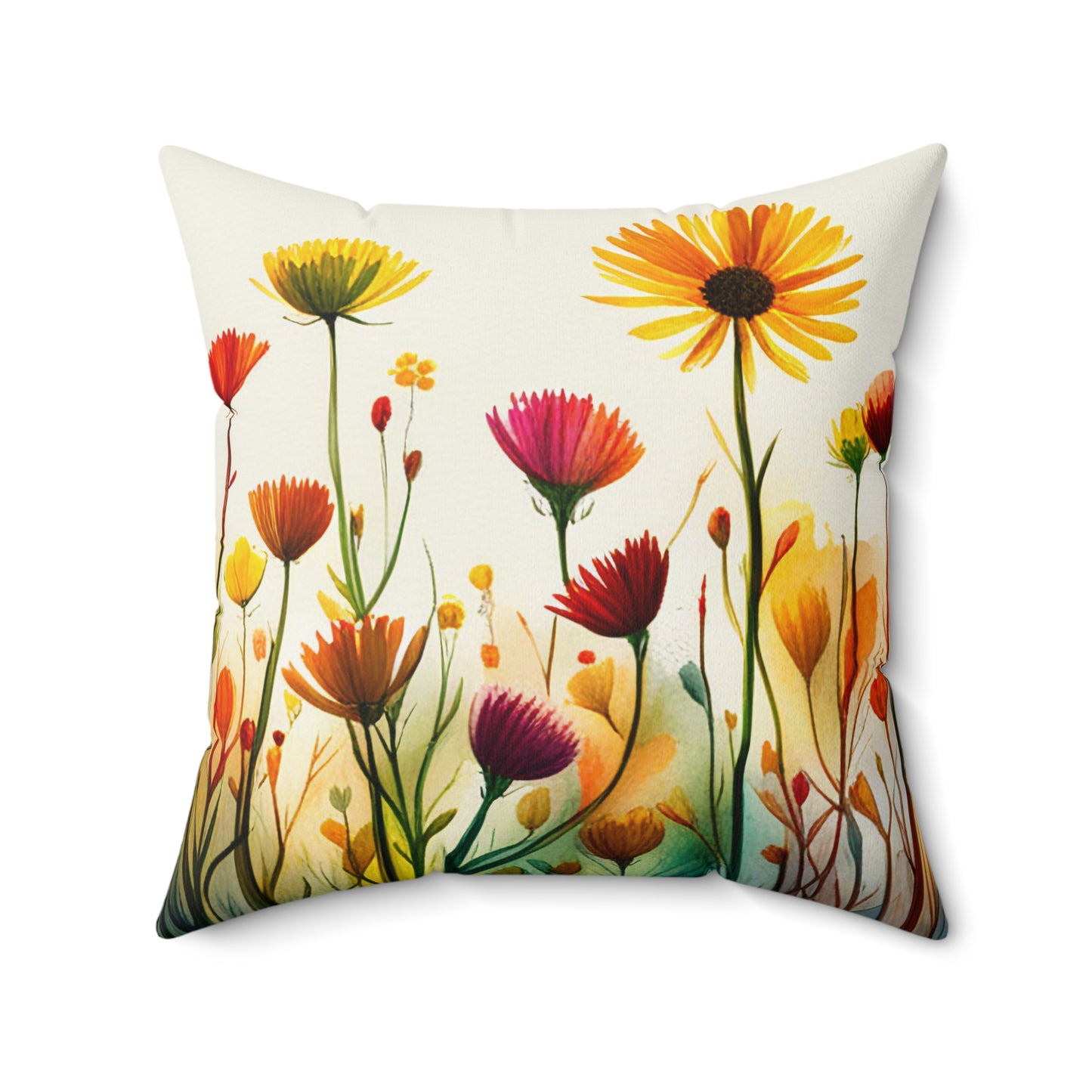 Field Flowers 3: Spun Polyester Square Pillow