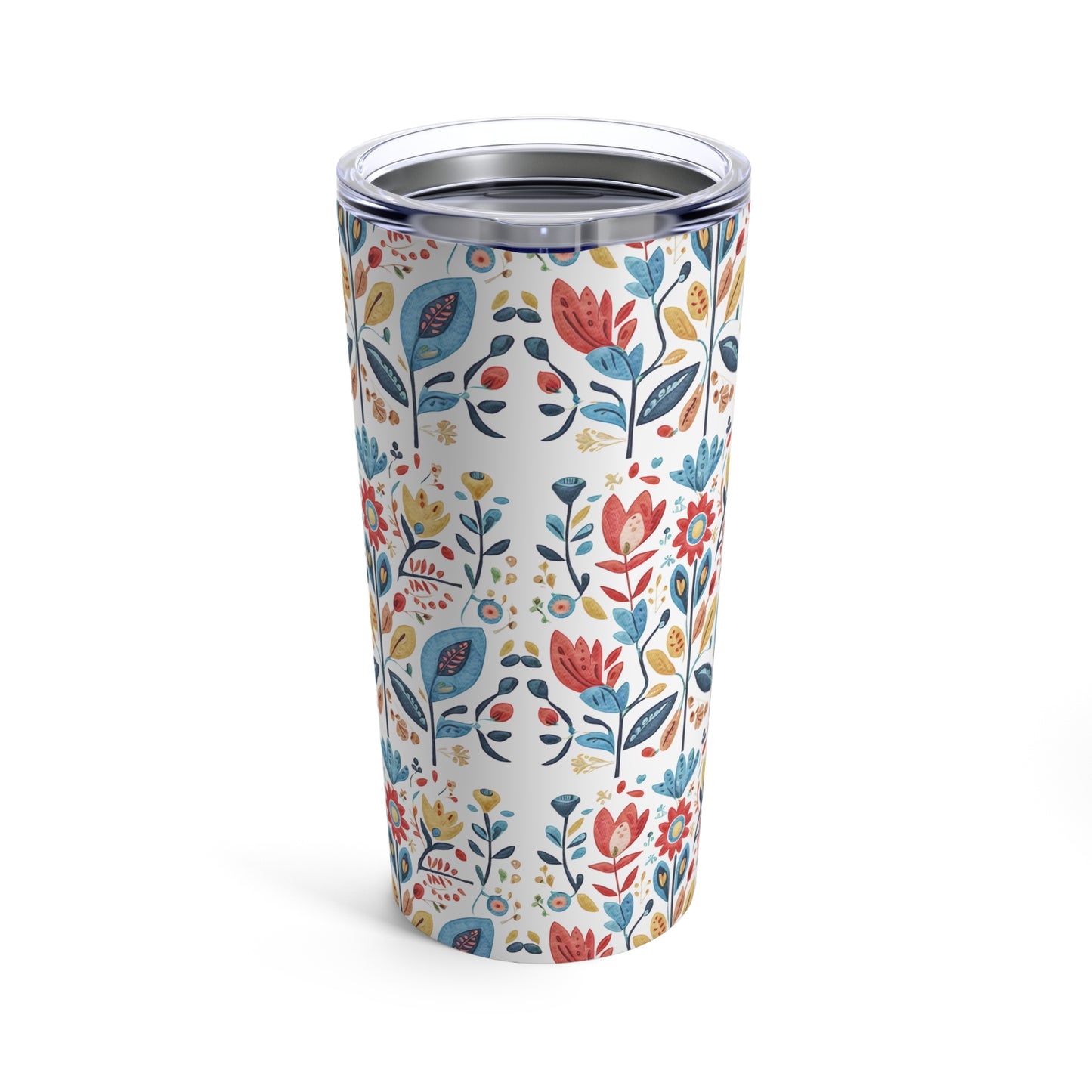 Bright and Colourful Folk Art Flowers, Tumbler 20oz