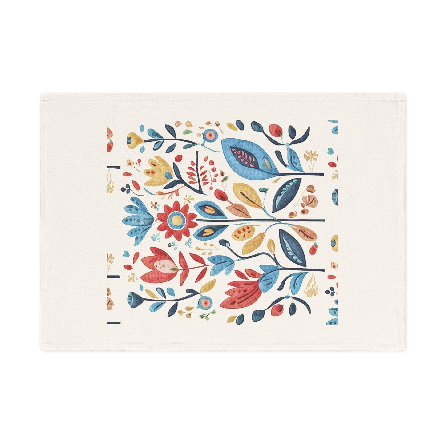 Bright and Colourful Folk Art Flowers, Cotton Tea Towel