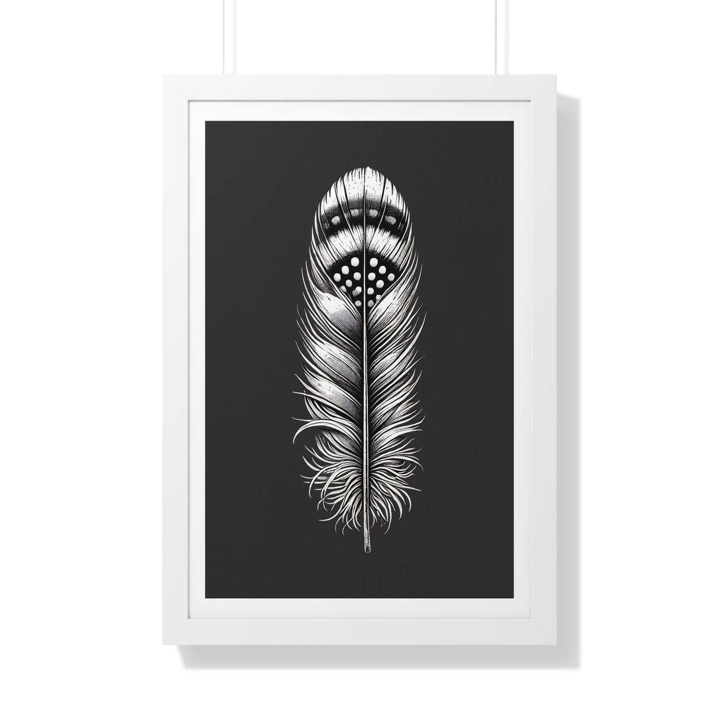 Black and White Feather No.1, Framed Vertical Poster