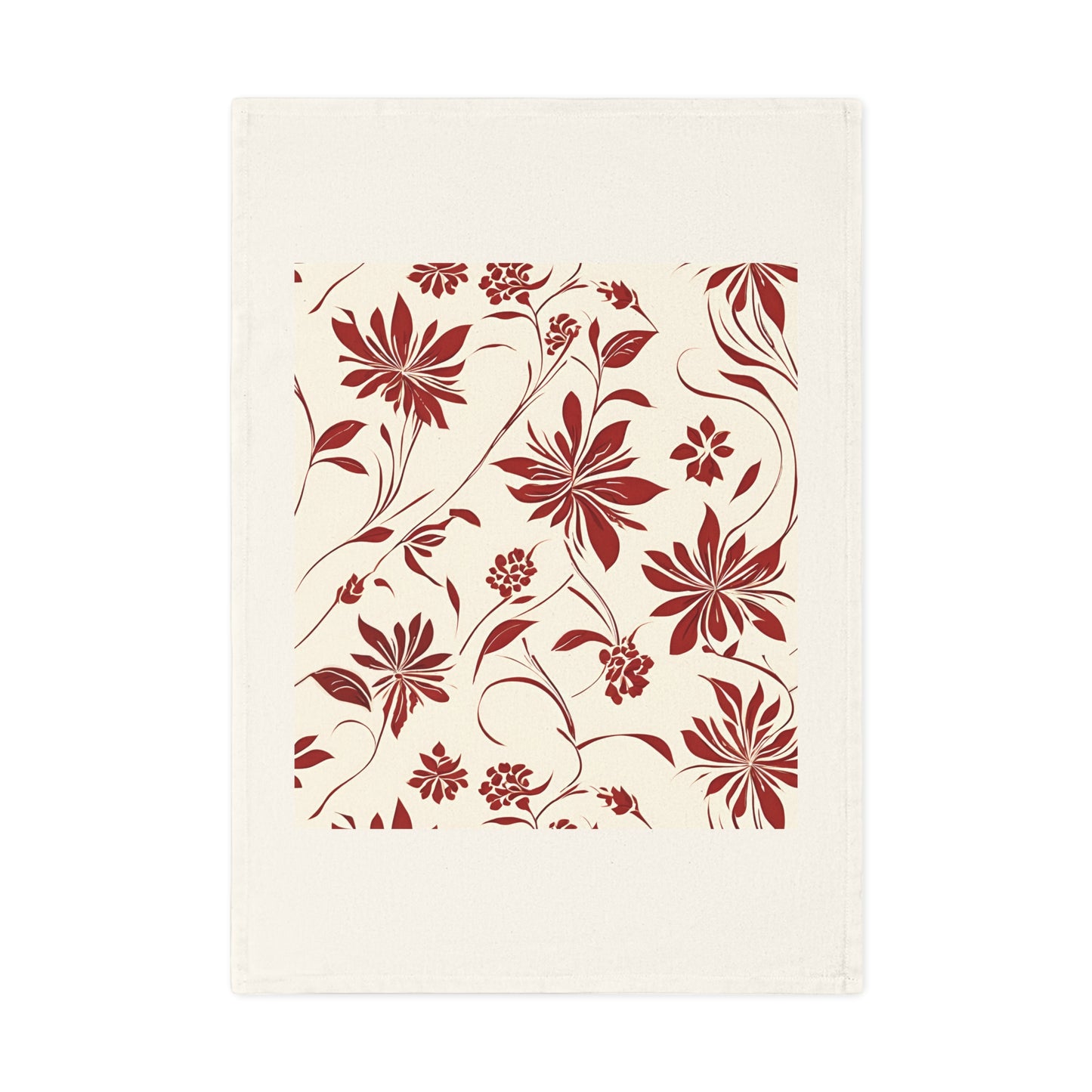 Simple Red Flower Pattern Cotton Tea Towel