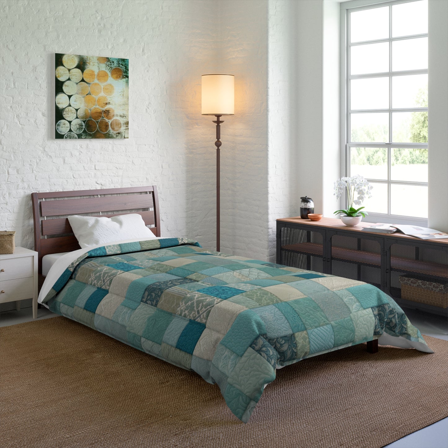 Patchwork in Blues & Greens Comforter