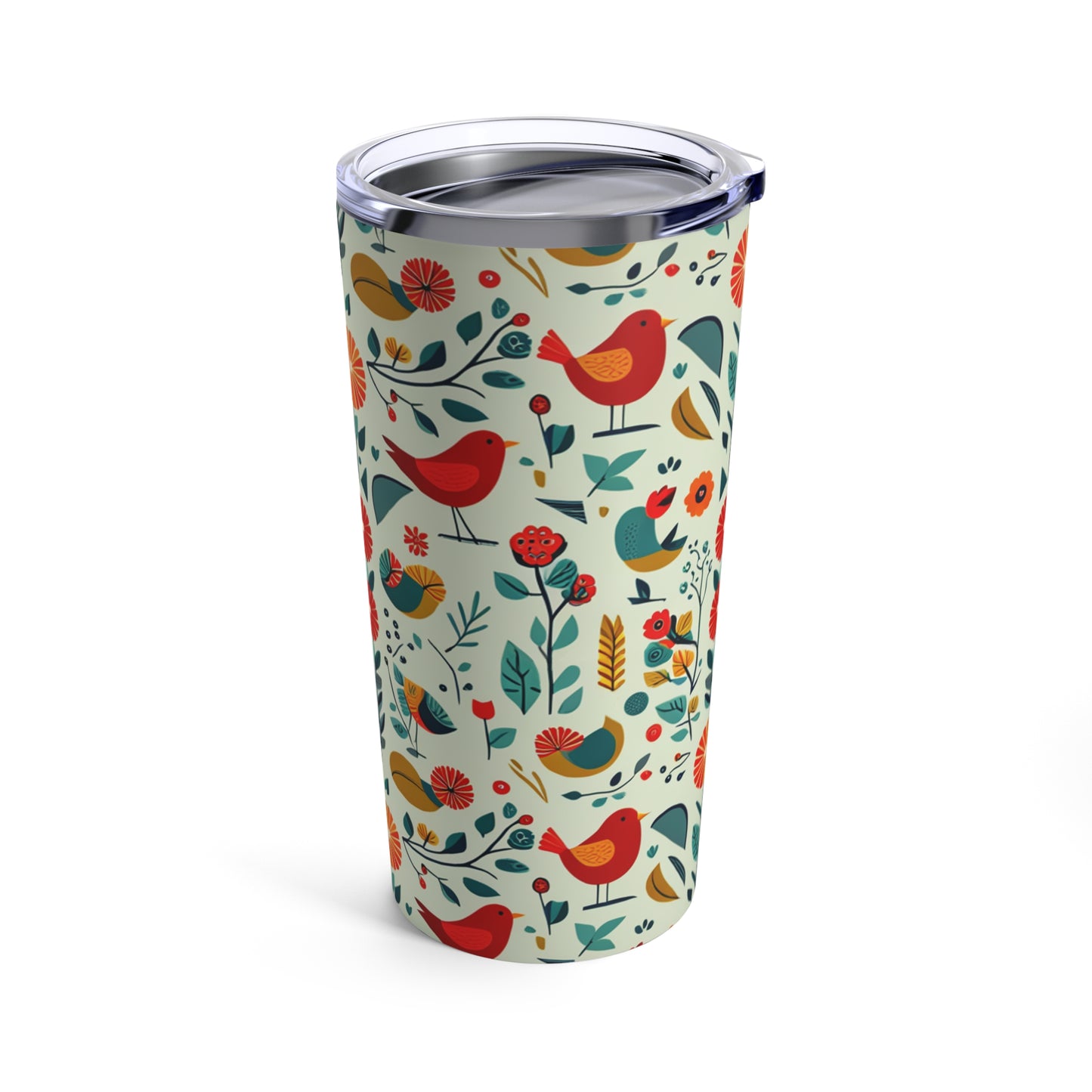 Folk Art Birds and Flowers Tumbler 20oz