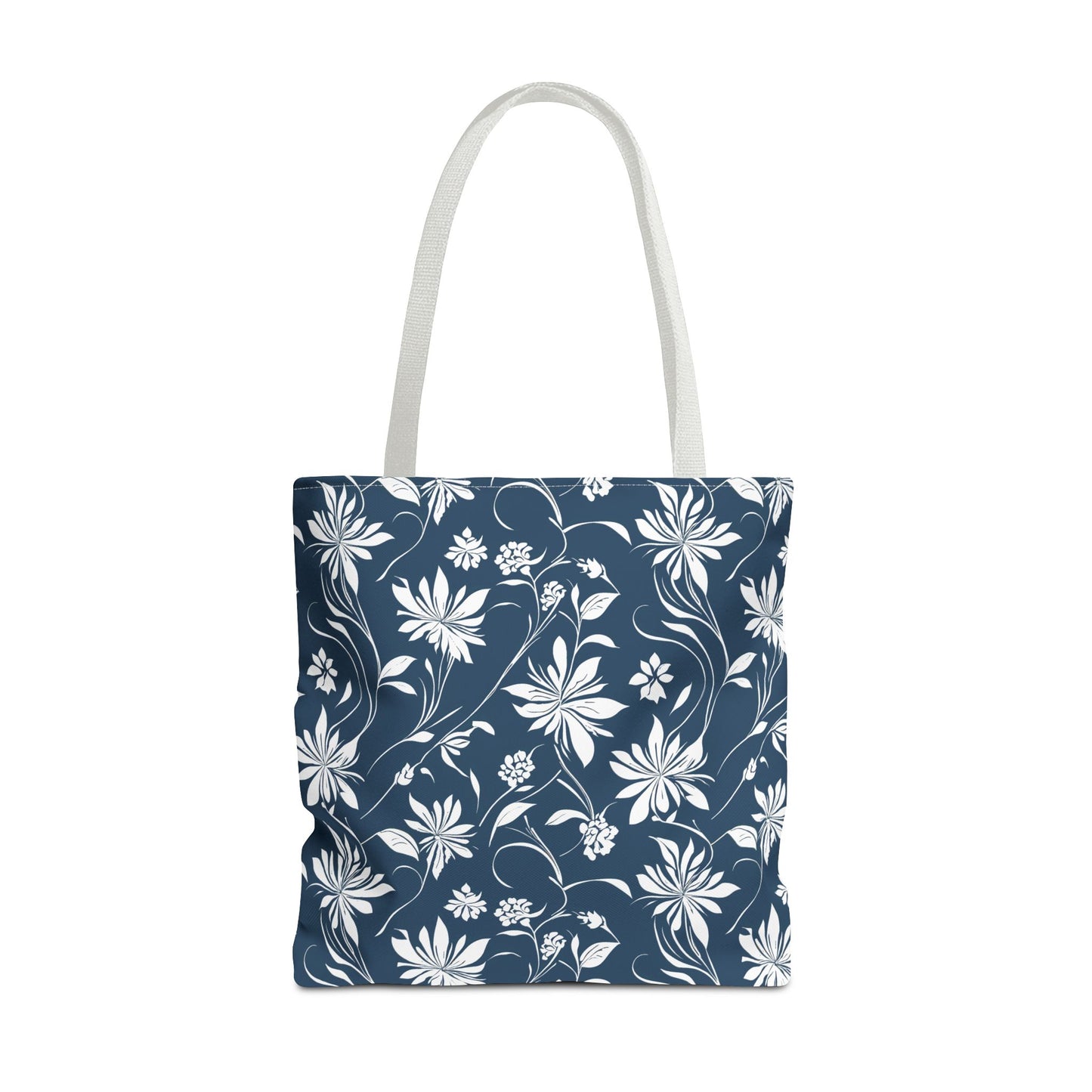 Simple White Flower on Indigo Pattern Tote Bag (AOP)