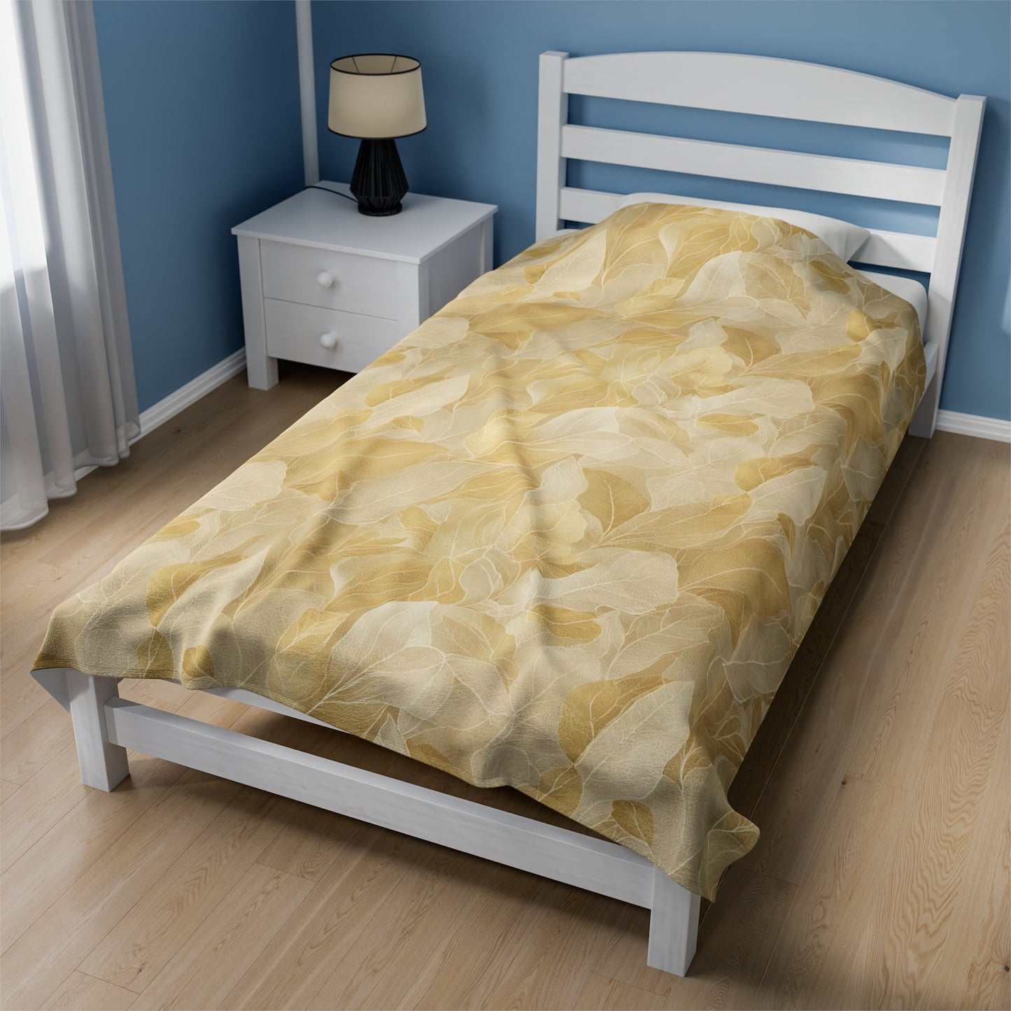 Gold Leaves Velveteen Plush Blanket