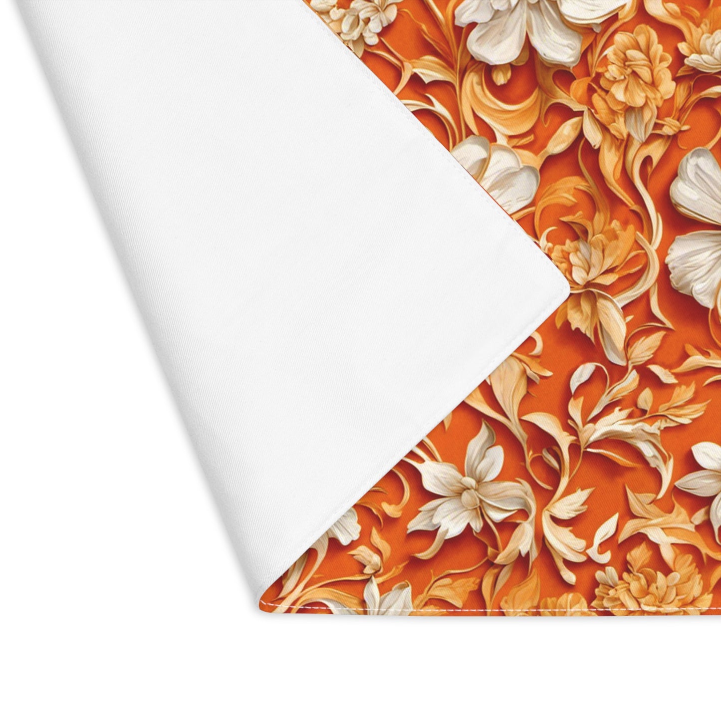 White Flowers on Apricot Placemat, 1pc