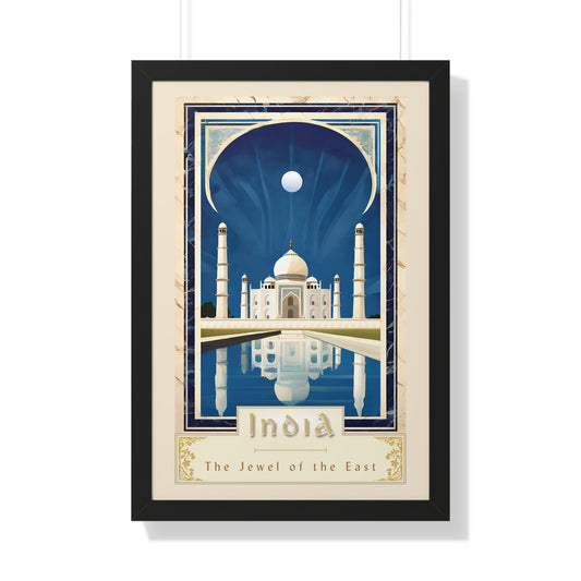 India, The Jewel of the East, Art-Deco, Framed Vertical Poster