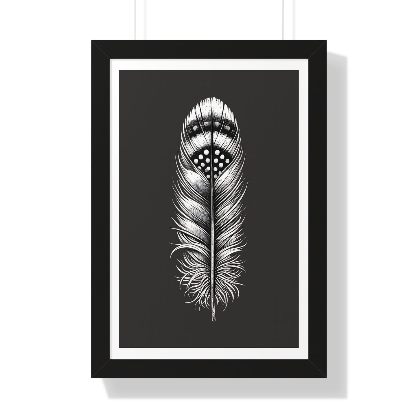 Black and White Feather No.1, Framed Vertical Poster