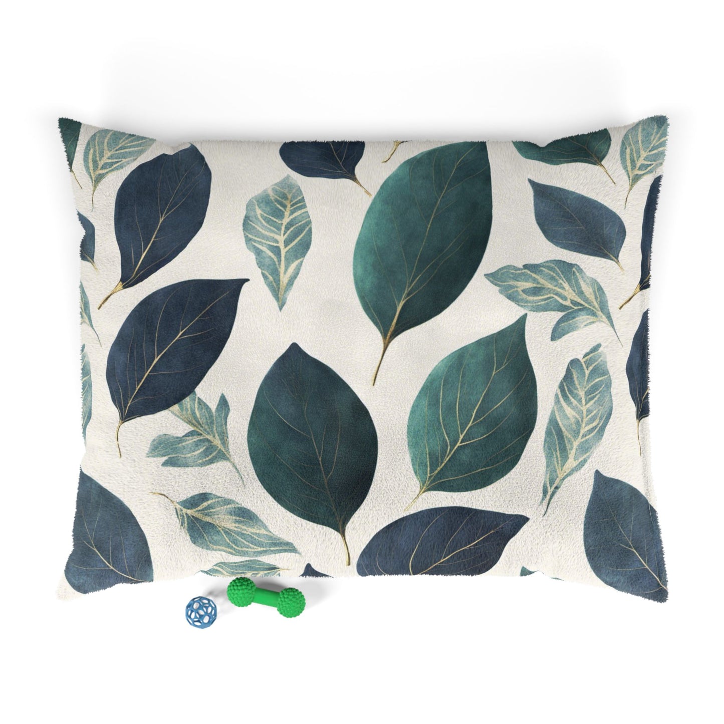 Blue and Green Leaves Pet Bed, Dog Pillow, Puppy Mattress