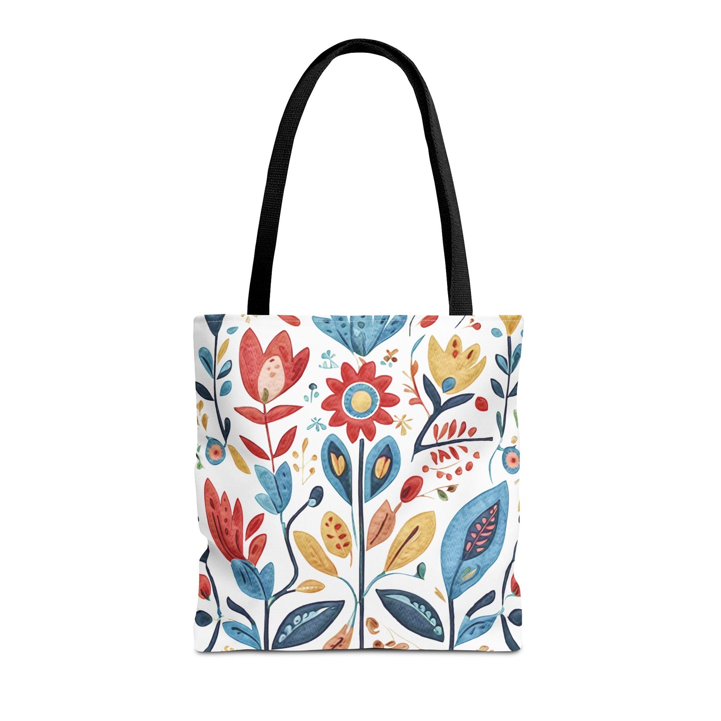 Bright and Colourful Folk Art Flowers, Tote Bag (AOP)