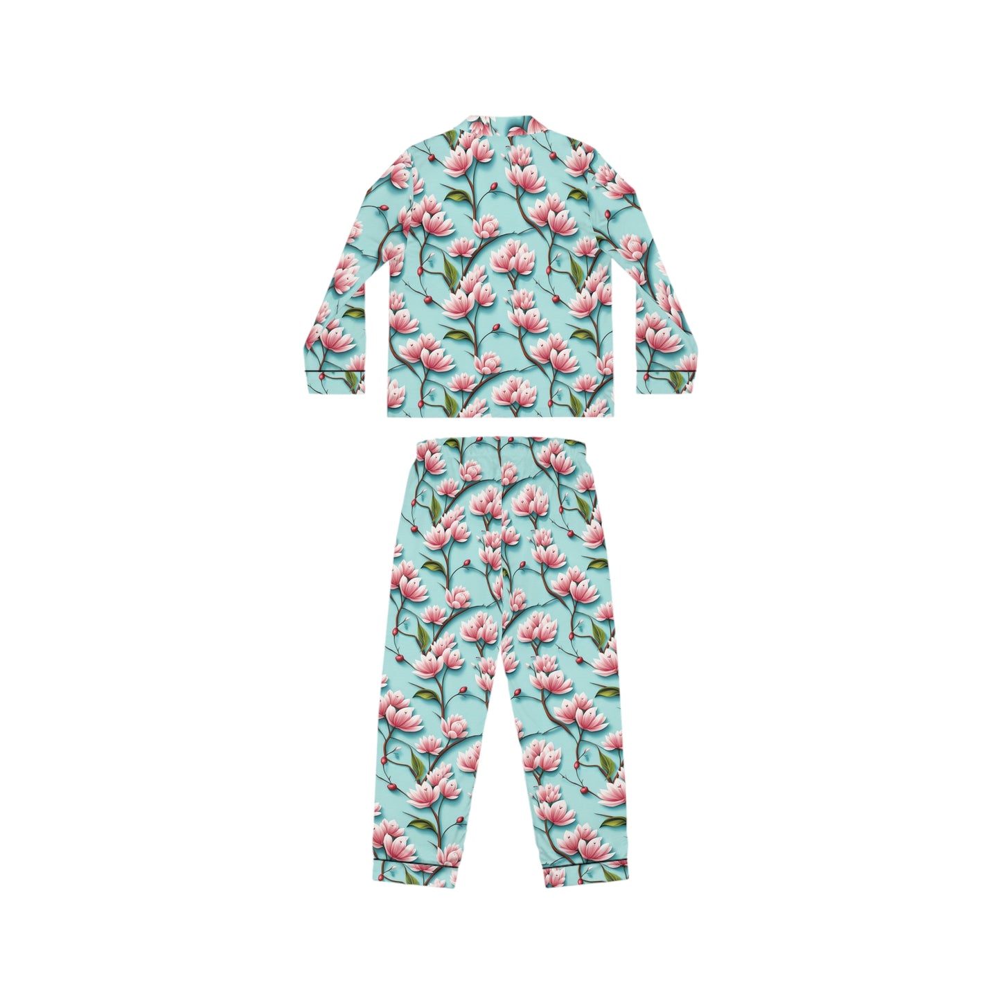 Blossoms & Blue Women's Satin Pajamas (AOP)