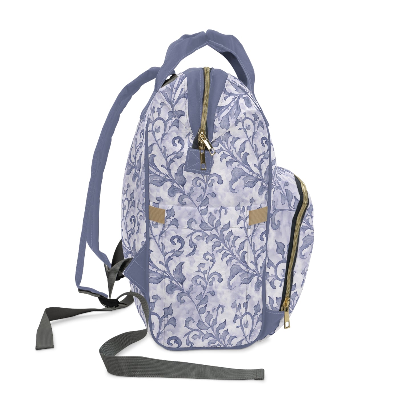 Climbing Blue-Grey Leaves, Multifunctional Diaper Backpack